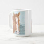 ブラウンワイルドホースブルーマウンテンレイク – アクリル。 コーヒーマグカップ (正面左)
