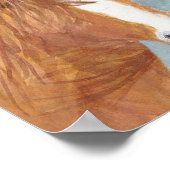 ブラウンワイルドホースブルーマウンテンレイク – アクリル。 ポスター (角)