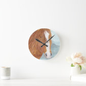 ブラウンワイルドホースブルーマウンテンレイク – アクリル。  ラウンド壁時計 (ホーム)