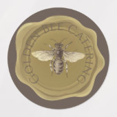 ブラウンワックスシールパーソナライズされたラベルのゴールデンビー ラベル (デザイン1)