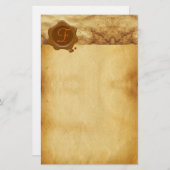 ブラウンワックスシール羊皮紙モノグラム 便箋 (正面/裏面)