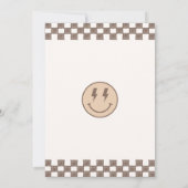 ブラウンワンハッピードドスマイルレトログルーヴィ誕生日 招待状 (裏面)