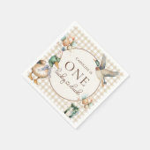 ブラウンワンラッキーダックバルーン1stバースデーナプキンス スタンダードカクテルナプキン (角)