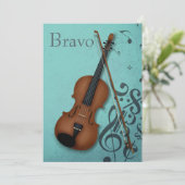 ブラウンヴァイオリン&ボウオートボーエムターコイズカスタム サンキューカード (スタンド正面)