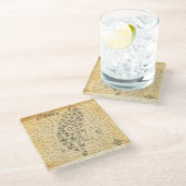 ブラウンヴィンテージイラストレーション・オブ・タイワン・グラス・コースター ガラスコースター (アングル)