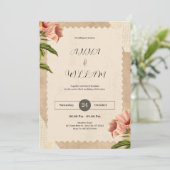 ブラウンヴィンテージウェディング招待状 招待状 (スタンド正面)