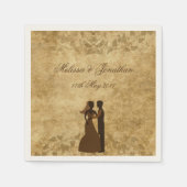 ブラウンヴィンテージウェディング新婦カスタム紙 スタンダードカクテルナプキン (正面)