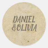 ブラウンヴィンテージクラシック結婚式招待状 ラウンドシール (正面)