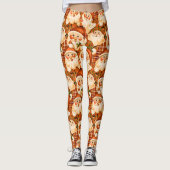 ブラウンヴィンテージサンタクロースタータンチェックプレイドクリスマス レギンス (正面)