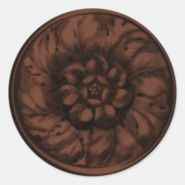 ブラウンヴィンテージバロックエンボスルックシール ラウンドシール