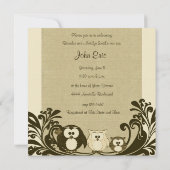 ブラウンヴィンテージフクロウファミリーベビーシャワー招待状 招待状 (裏面)