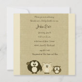 ブラウンヴィンテージフクロウファミリーベビーシャワー招待状 招待状 (裏面)