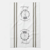 ブラウンヴィンテージフランスのスタイルサック名前をカスタムする キッチンタオル (縦)