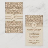 ブラウンヴィンテージフローラシックなモノグラム名刺 名刺 (正面/裏面)