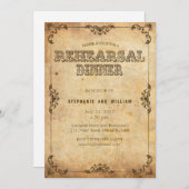 ブラウンヴィンテージフローラリハーサルディナーカード 招待状 (正面/裏面)