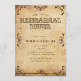 ブラウンヴィンテージフローラリハーサルディナーカード 招待状