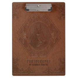 ブラウンヴィンテージレザーエンボス馬頭 クリップボード