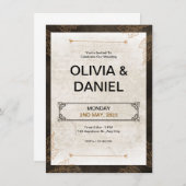 ブラウンヴィンテージレトロ結婚式招待状 招待状 (正面/裏面)