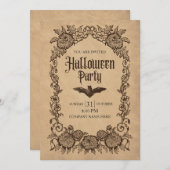 ブラウンヴィンテージ企業のビジネスハローウィンパーティ 招待状 (正面/裏面)