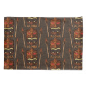 ブラウンヴィンテージ木製ウッドティキアロハパーソナライズされた 枕カバー (裏面)