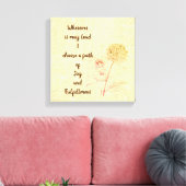 ブラウンヴィンテージ花妖精感動的引用文 キャンバスプリント (インサイチュ (リビング))