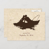 ブラウンヴィンテージ魚釣り愛好家の日付を保存 案内ポストカード (正面/裏面)