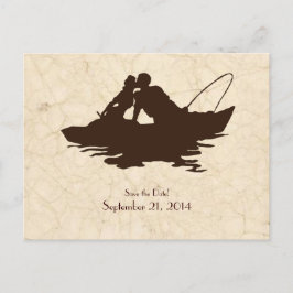 ブラウンヴィンテージ魚釣り愛好家の日付を保存 案内ポストカード