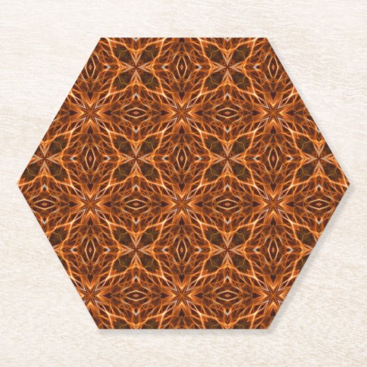 ブラウン万華鏡のように千変万化するパターンマンダラパターン–23100 ペーパーコースター (正面)