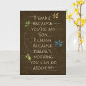 ブラウン上のフローラグリッターの誕生日 カード (黄色い花)