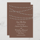 ブラウン上の真珠のストランド日付を保存 セーブザデート (正面/裏面)