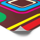 ブラウン上のGroovy 70sタイルパターン正方形 ポスター (角)