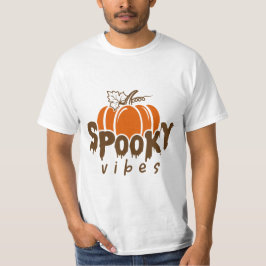 ブラウン不気味オレンジハロウィーンバイブグラフィック Tシャツ