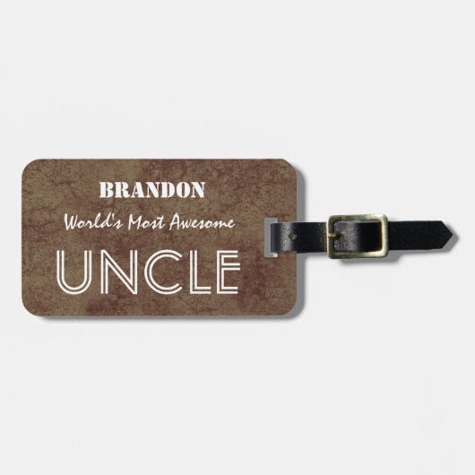 ブラウン世界の最も素晴らしい叔父さんの背景 ラゲッジタグ (正面横)