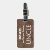 ブラウン世界の最も素晴らしい叔父さんの背景 ラゲッジタグ (正面縦)