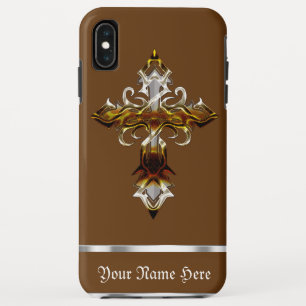 ブラウン中世クロスiPhone XS Maxケース iPhone XS Maxケース