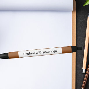 ブラウン企業のビジネスロゴ 黒ボールペン