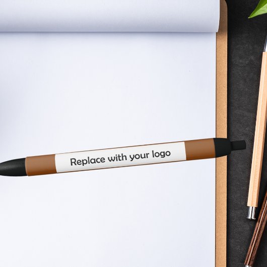 ブラウン企業のビジネスロゴ 黒ボールペン