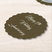 ブラウン伝統的ウッド結婚五周年 ペーパーコースター (アングル)