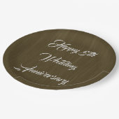 ブラウン伝統的ウッド結婚五周年 ペーパープレート (アングル)