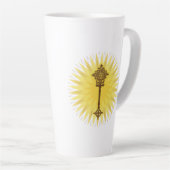 ブラウン伝統的エチオピアクロスデザイン カフェラテマグ (右アングル)