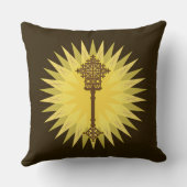 ブラウン伝統的エチオピアクロスデザイン クッション (裏面)