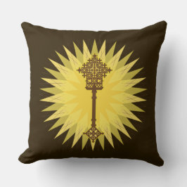 ブラウン伝統的エチオピアクロスデザイン クッション