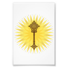 ブラウン伝統的エチオピアクロスデザイン フォトプリント           