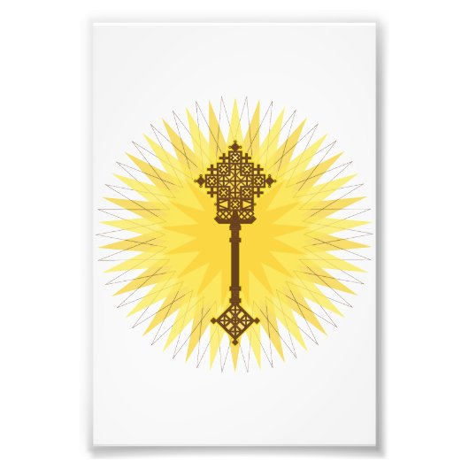 ブラウン伝統的エチオピアクロスデザイン フォトプリント            (正面)