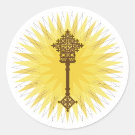 ブラウン伝統的エチオピアクロスデザイン ラウンドシール