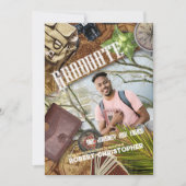 ブラウン冒険家のパーソナライズテーマ卒業 招待状 (正面)