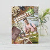 ブラウン冒険家のパーソナライズテーマ卒業 招待状 (スタンド正面)