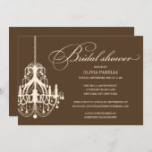 ブラウン及びクリームのシャンデリア%PIPE%のブライダルシャワーの招待 招待状 (正面/裏面)