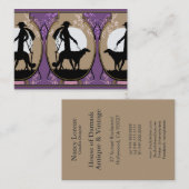 ブラウン及びプラム-犬を持つアールデコの女性のTheresa 名刺 (正面/裏面)