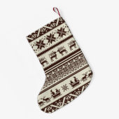 ブラウン及びベージュ醜いクリスマスのセーター-あなたの名前 スモールクリスマスストッキング (裏面 (吊り時))